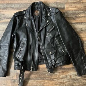 Vtg leather biker moto jacket m